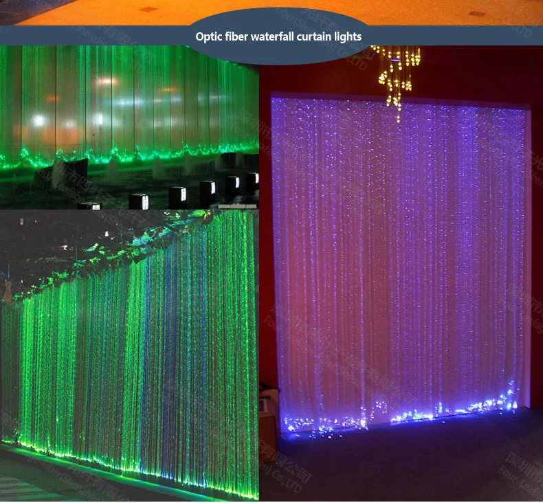 

2mm sale by meter side twinkle sparkle led water flow optical light water fountain optic fiber cable for droplight wall lighting