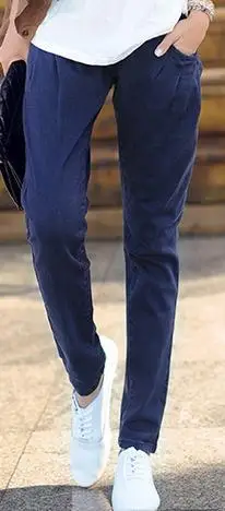 Новые хлопковые штаны-шаровары с эластичной резинкой на талии джинсы