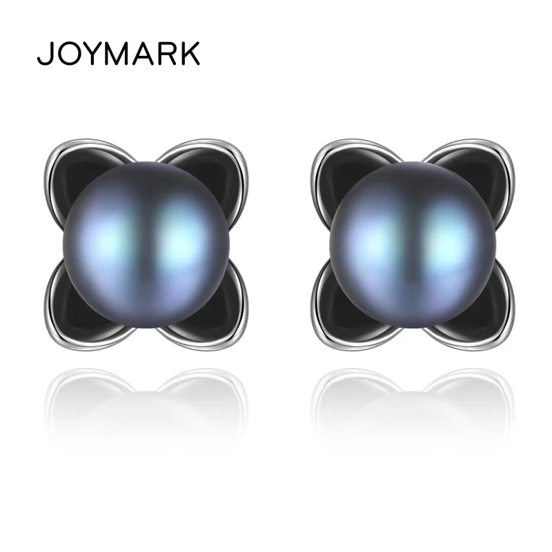 

White Black Natural Freshwater Pearl Flower Stud Earrings For Women Romantic Exquisite 925 Sterling Silver Jewelry JPSE037