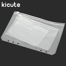Kicute 1 шт. A5 A6 A7 ПВХ чехол на молнии Стандартный 6 отверстий прозрачный Сумки счета карты Сумки вкладыш Пластик карты карманы