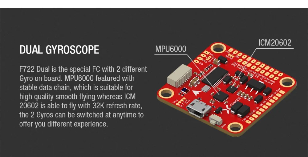 Контроллер Foxeer F722 AIO F7 с двумя полетами STM32F722RGT6 встроенный двойной гироскоп MPU6000 и