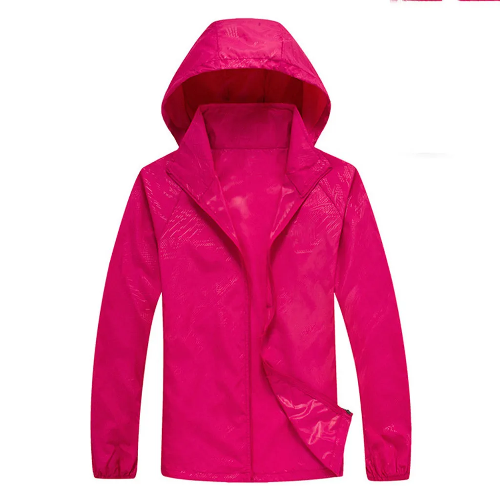 Hot Pink Мужские и женские повседневные куртки, Ветрозащитный Ультра-светильник, непромокаемая ветровка, Топ с длинным рукавом и капюшоном, защитная одежда, ciclismo mujer - Цвет: Hot Pink