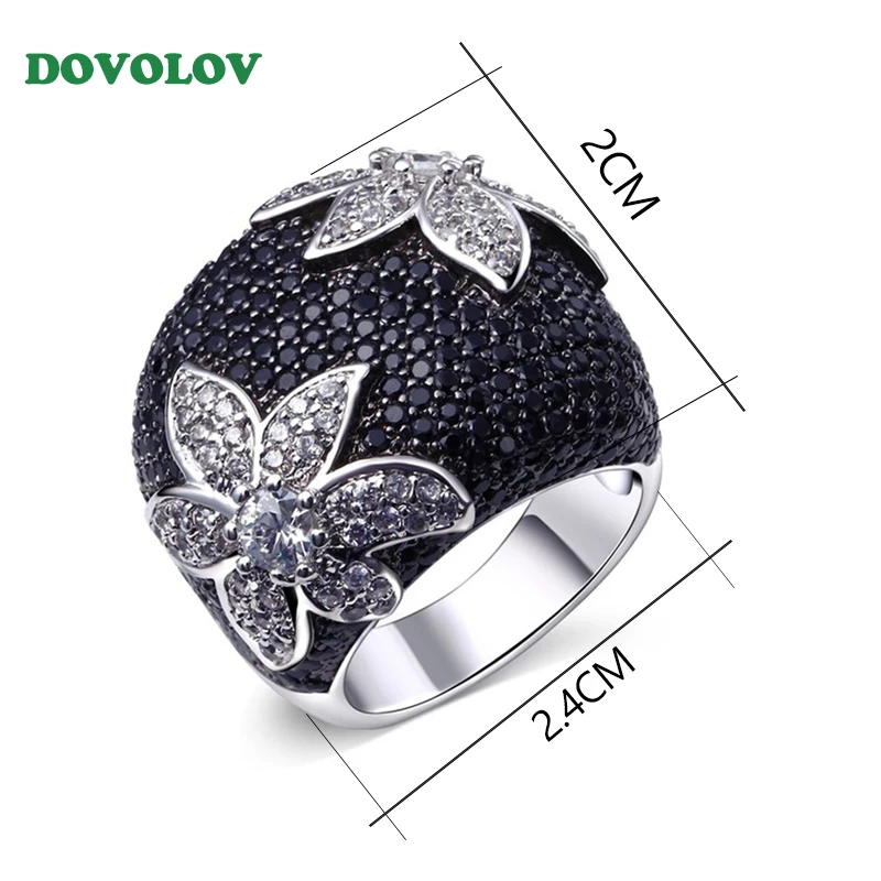 

Fashion Personality black gold exaggerated women's jewelry party banquet micro-inlaid vintage wedding ring D339