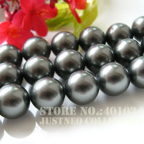 Черная нить из бусин (16 дюймов 40 см)|pearl strand|shell pearlstrand pearl |