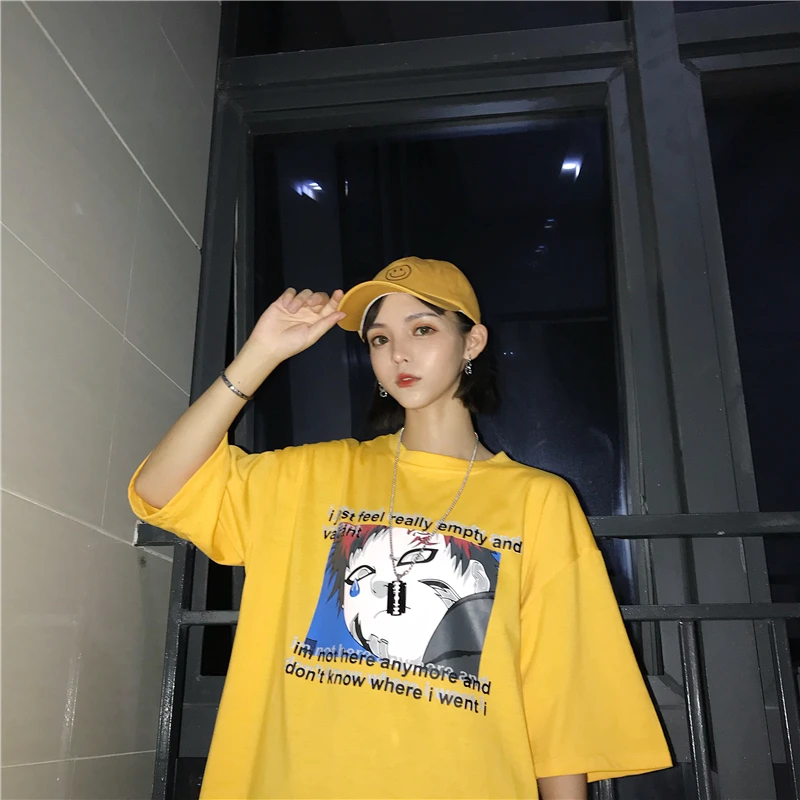 Poleras Mujer 2021 летняя уличная одежда Harajuku в Корейском стиле Ulzzang с мультяшным принтом
