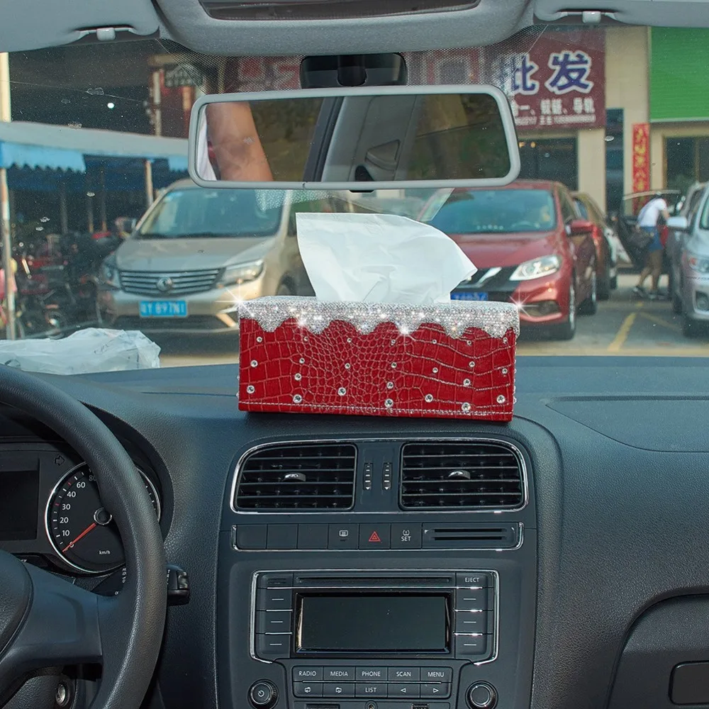 

Shinny Car Organizer Cover Case For Paper Tissue Box Cover Rectangular Holder for Home Car Office Decor