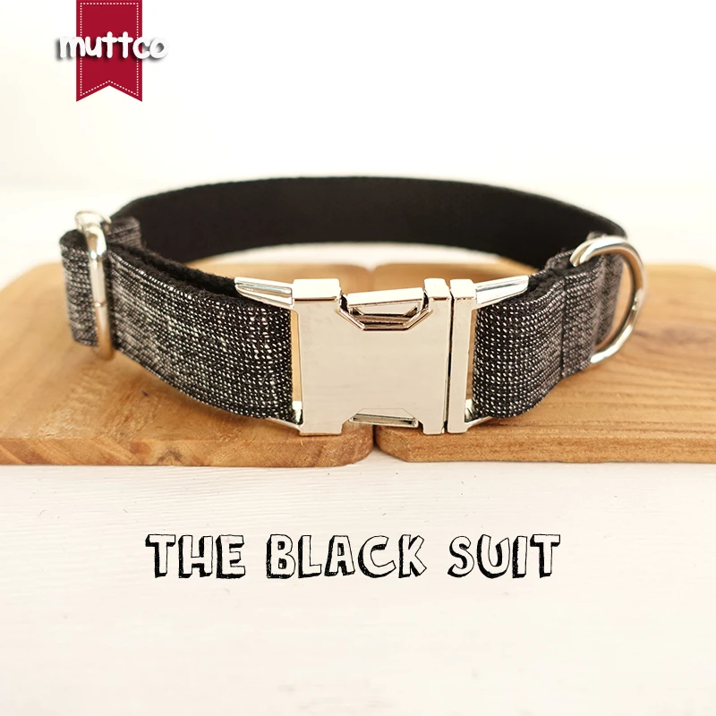 MUTTCO розничная продажа высокое качество ошейник для собаки черный костюм дизайн 5