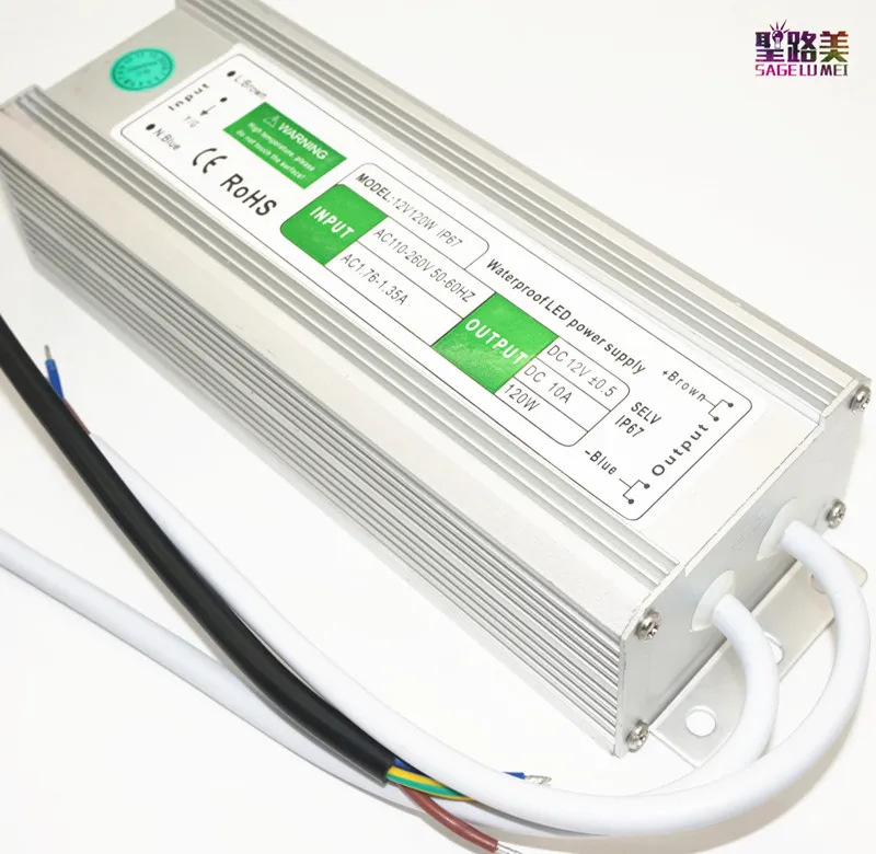 Лучшая цена 1 шт. от AC110 260 до DC12V 120 Вт IP67 водонепроницаемый электронный