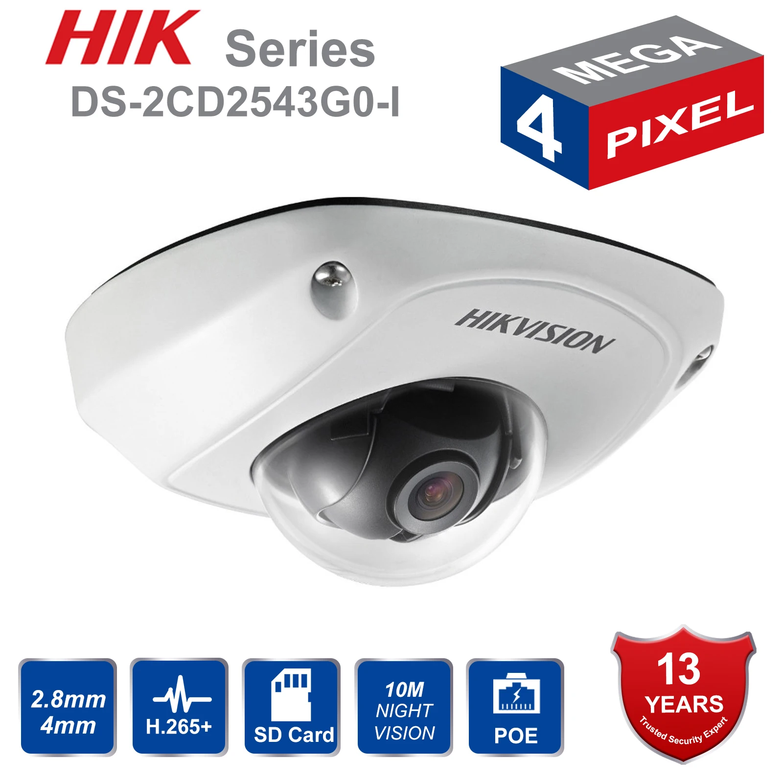 В наличии HIKVISION оригинальная деталь 4 МП POE ИК мини купольная ip камера замена