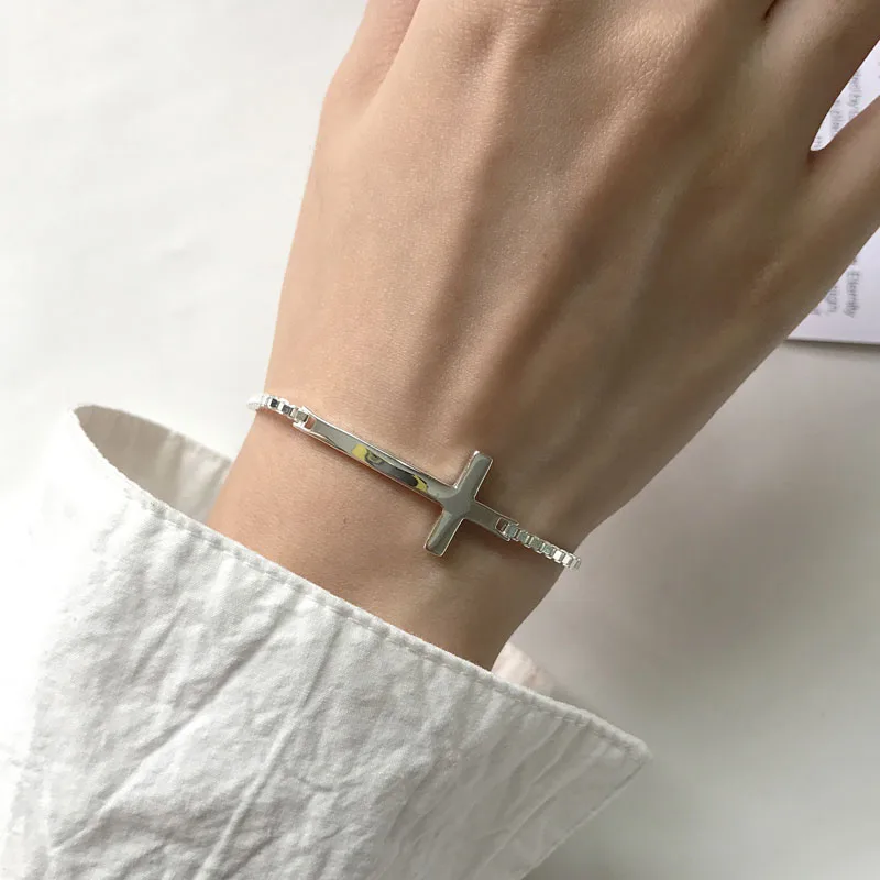 Браслет женский из серебра 925 пробы с крестом|bracelet fashion|fashion braceletaccessories bracelet |