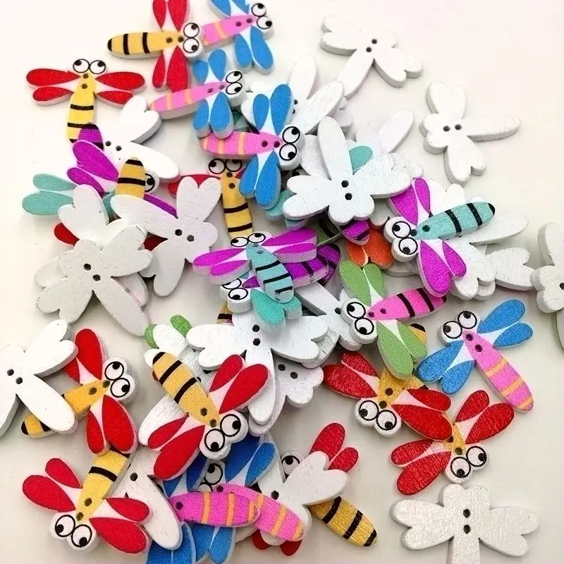 Wooden Buttons 30mm dragonfly 2 holes for handmade Gift Box Scrapbook Craft Party Decor DIY favor Sewing draw Accessories Wh | Дом и сад