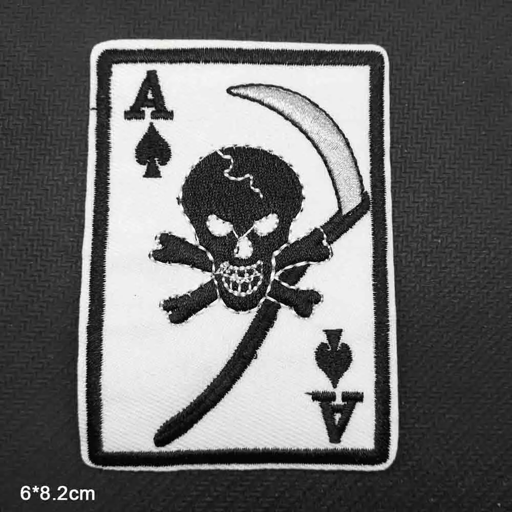Наклейки на одежду с вышивкой покер Череп Ace|Заплатки| |