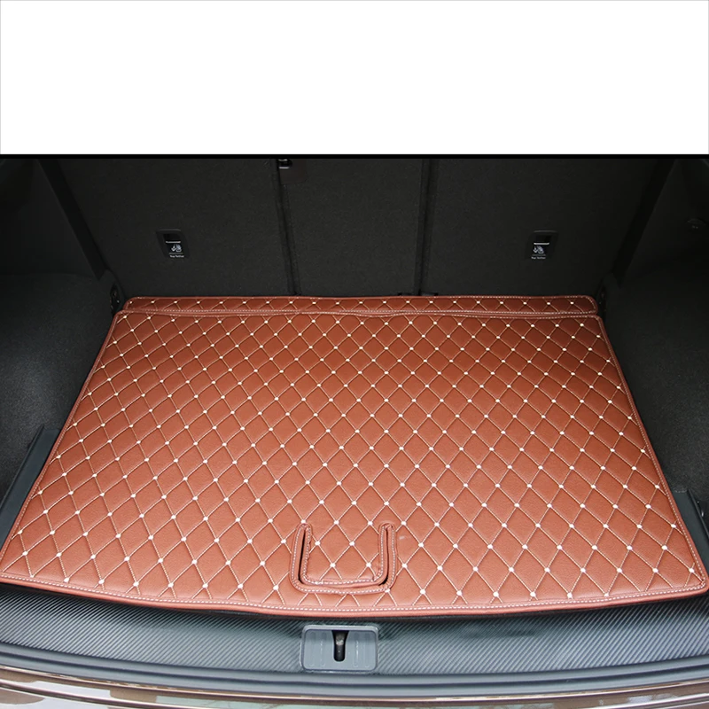 2 pieces brown Lsrtw2017 волокна кожи багажник автомобиля коврик для Volkswagen Tiguan - Название цвета: 2 pieces brown