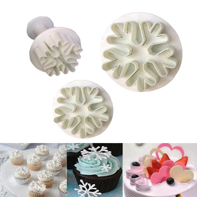 1Set/3PCS Baking Cookie Mold Fondant Tool Star Heart Snow Flower Butterfly Square Cutter For Cake Decorating | Дом и сад