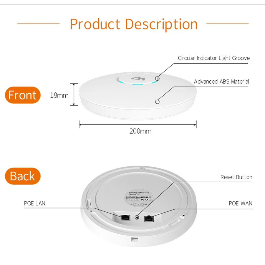 COMFAST CF E320V2 300M WiFi потолочный беспроводной AP маршрутизатор внутренняя настенная