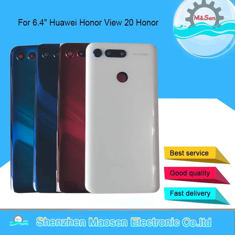 M& Sen для 6," huawei Honor V20 PCT-AL10, стеклянная задняя крышка для батареи+ стеклянный объектив+ рамка для камеры+ рамка для отпечатков пальцев+ наклейка
