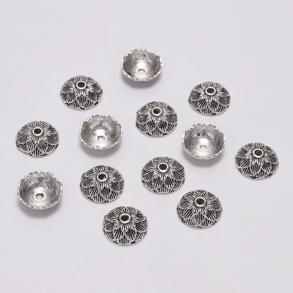 

20pcs/Lot 12 mm Antique Lotus Flower Bead Caps Round Torus Loose Sparer End Beads Caps For DIY Jewelry Making Handmade
