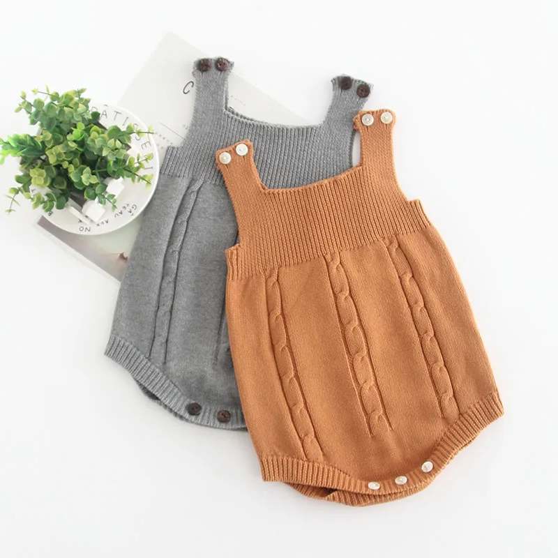 

New Spring Baby Boys Girls Knitted Clothing Spring Baby Romper Set Sleeveless Pure Cotton Vest Garment Baby Casual Clothes