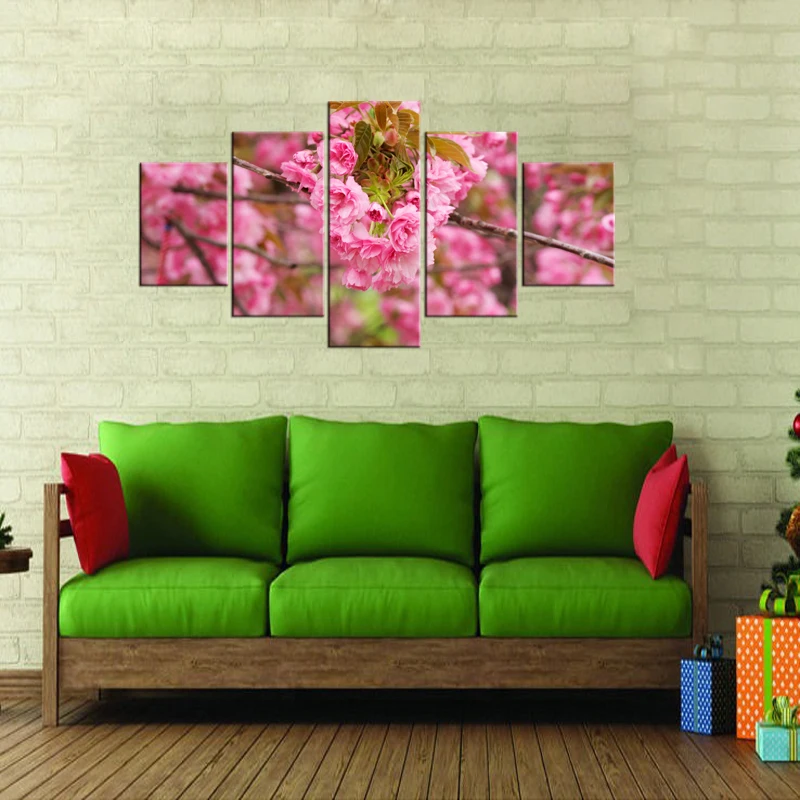 5 шт. плакат Модульная картина из цветков персикового дерева для декоративного