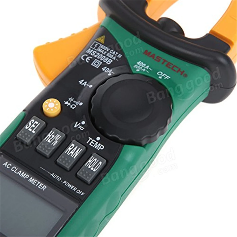 

Digital Multimeter Amper Clamp Meter Current Clamp Pincers AC Current AC/DC Voltage Capacitor Resistance Tester MASTECH MS2008B