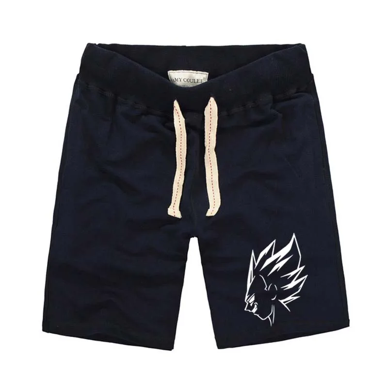 item02 - navy blue Летние мужские шорты с принтом Dragon Ball Z, прямые мужские шорты из чистого хлопка, Saiyan, черные короткие штаны - Цвет: item02 - navy blue