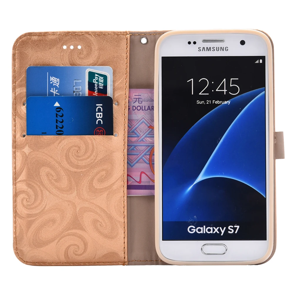 Love Heart Quicksand leather Wallet Case For Samsung Galaxy S7 Cover Flip Phone for Edge Shell | Мобильные телефоны и
