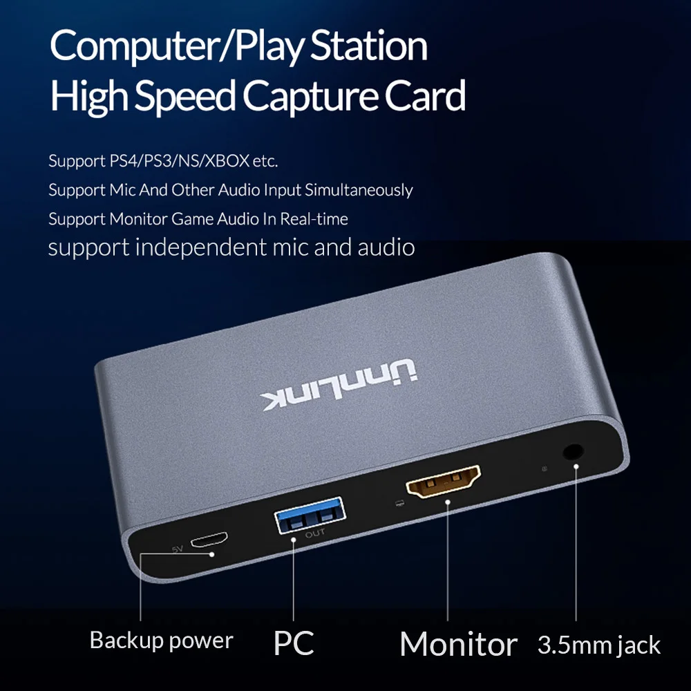 Unnlink USB3.0 игровая карта захвата видеозахвата FHD1080P@ 60 Гц Запись в реальном времени для PS3 PS4 xbox one 360 rend переключатель