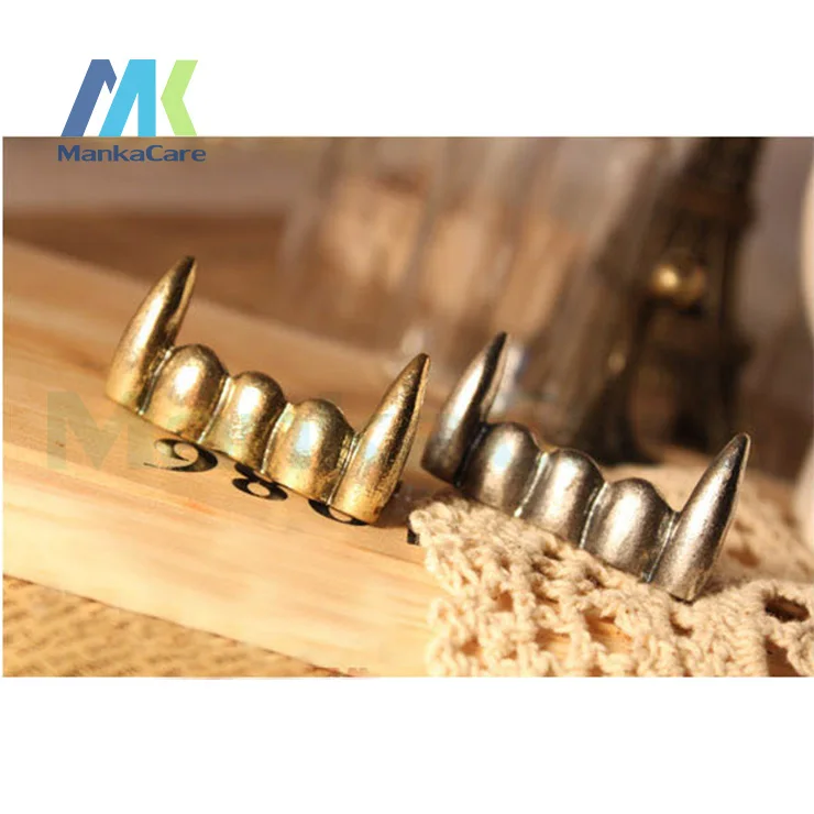 2 шт. творческая личность ювелирные изделия демон вампир зубы двойные кольца на