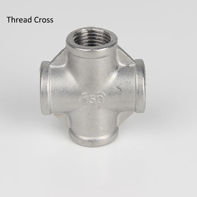 

4-ходовые фитинги для труб с резьбой 1/2 дюйма DN15, Нержавеющая Сталь BSPT SS304