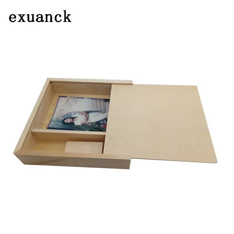 maple wooden Exuanck деревянный фотоальбом коробка USB 2,0 флешки DIY гравированный логотип свадебный подарок Memory Stick 4-32 ГБ(размер коробки 170*170*35 мм - Цвет: maple wooden