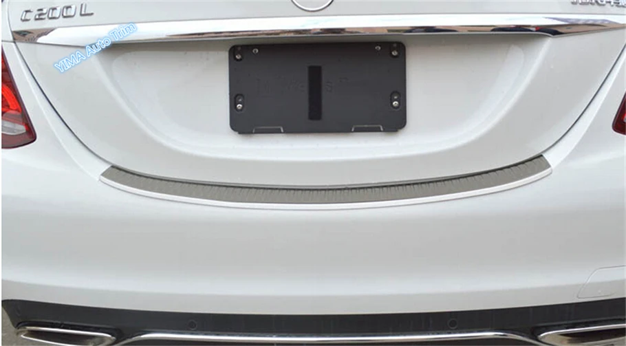 

For Mercedes-Benz C Class W205 2014 - 2017 High Quality Inner&Outer Rear Bumper Foot Plate Trunk Door Sill Guard Protector Cover