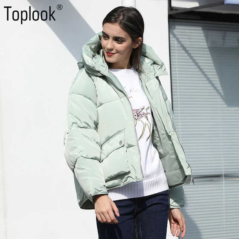 Toplook Повседневное карманы с капюшоном зимние пальто 2017 женская обувь Твердые
