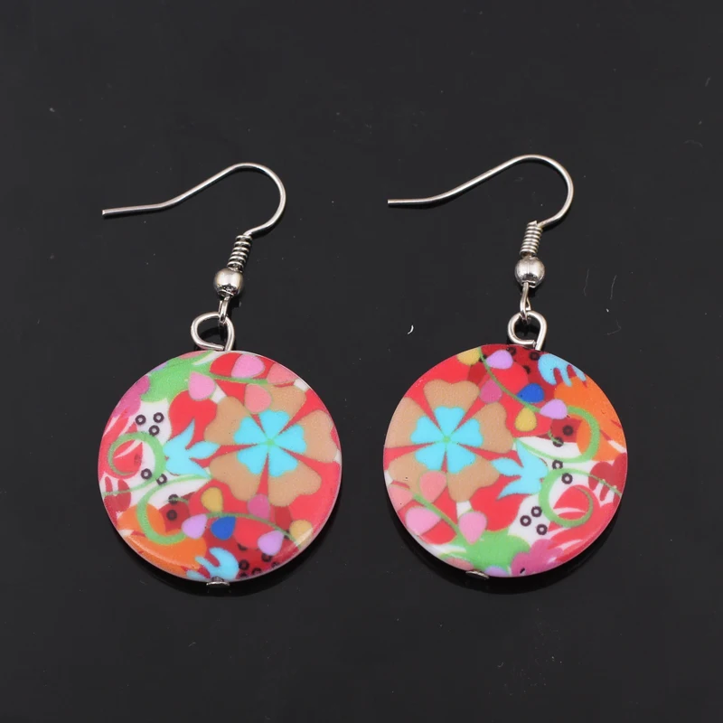 1 пара милых красочных узоров с модным принтом висячие серьги из акрила Новый