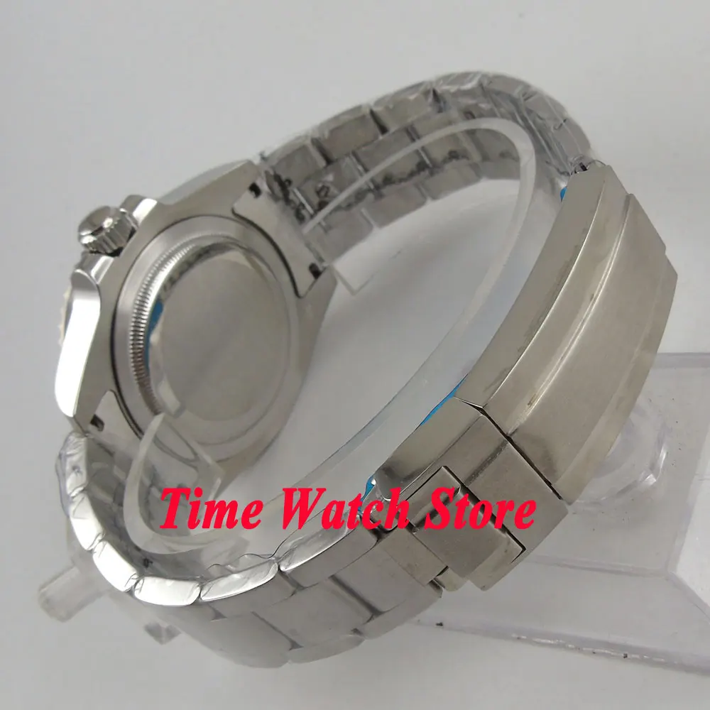 40 мм черный циферблат Светящийся синий GMT ручной сапфировое стекло