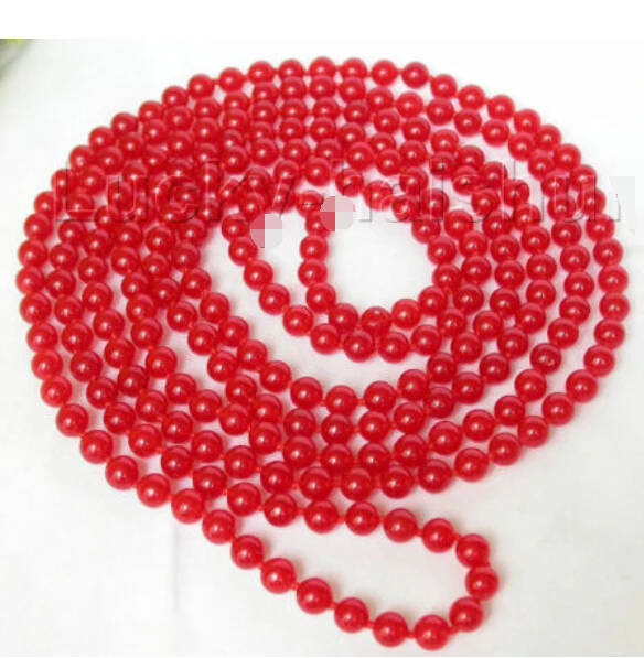 

64" 8mm round red healthy sanguine gem stone bead necklace Factory Wholesale price Gift word for women jewelry brinco wedding