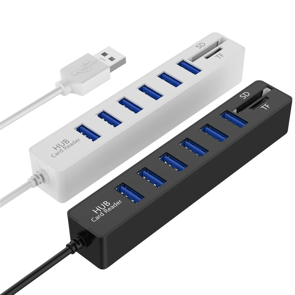 6 портов USB 2,0 HUBCombo Micro Card Reader SD/TF высокоскоростной Мульти USB разветвитель концентратор комбо все в одном для ПК Laptotop компьютер OTG