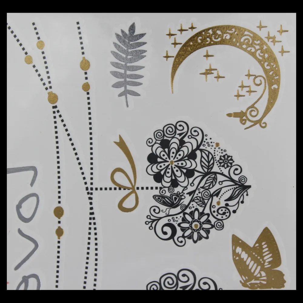 Временные татуировки для боди арта золотые на рукавах блестящая металлическая