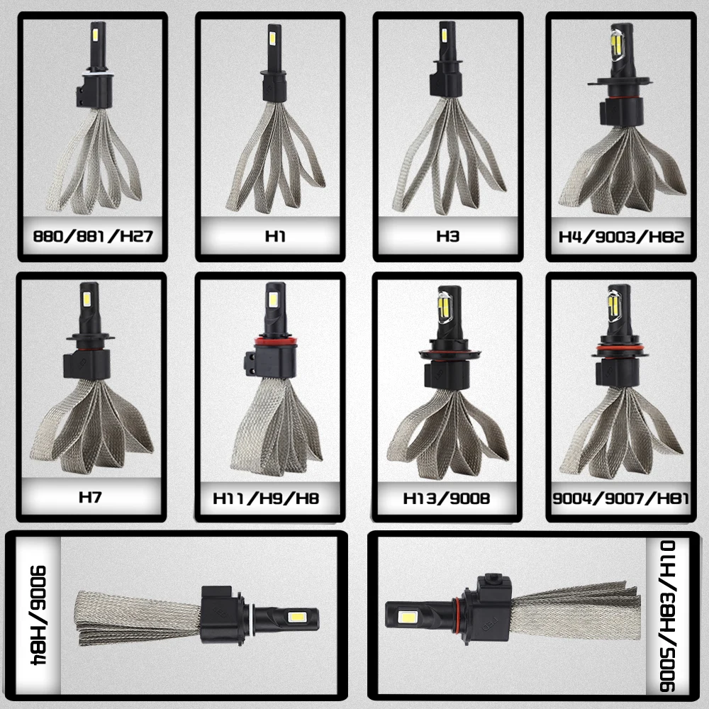12000LM Car Light H4 H7 LED Headlight Bulbs H1 9006 hb4 h27 9005 9004 9007 H13 H3 H11 Auto Bulb 12V 55W 6000K Headlamp | Автомобили и