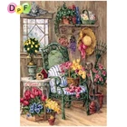 DPF DIY Цветочный дом 5D квадратная алмазная живопись вышивка крестиком ремесла Алмазная вышивка Настенная живопись Домашний декор мозаика