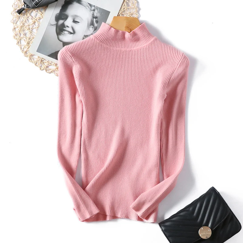 Winter Korean Sweater Women Turtleneck Pullover Solid Flat Knitted Female 2019 Autumn Slim Bottoming Casual Clothing Femme Tops | Женская