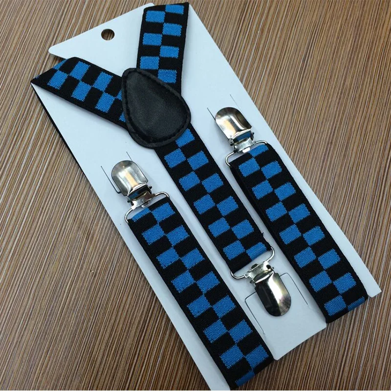 2019 детские праздничные костюмы Детские эластичные сетчатые подтяжки в клетку 3