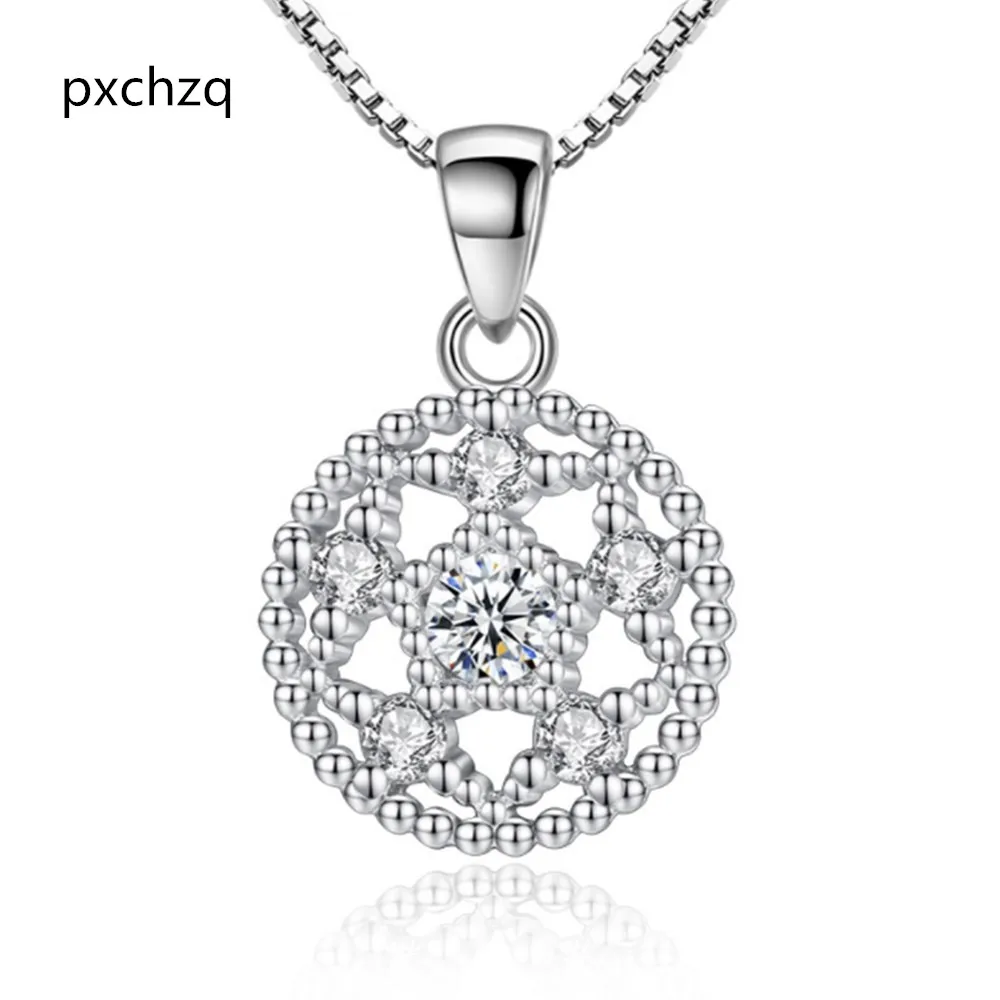 PXCHZQ S925 Стерлинговое Серебро новая дамская мода кристалл кулон высокое качество