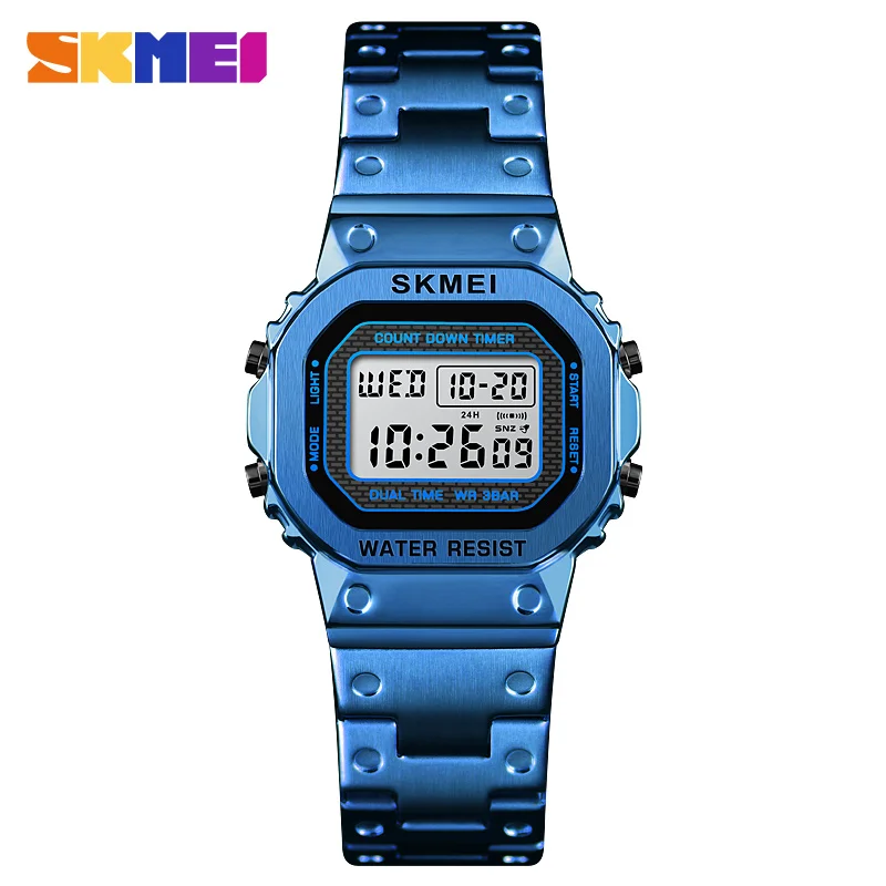 SKMEI 1433 Sport Watch Ladies Digital Led Alarm Clock Luxury Stainless Steel Waterproof Chronograph Women Wristwatch reloj mujer | Наручные