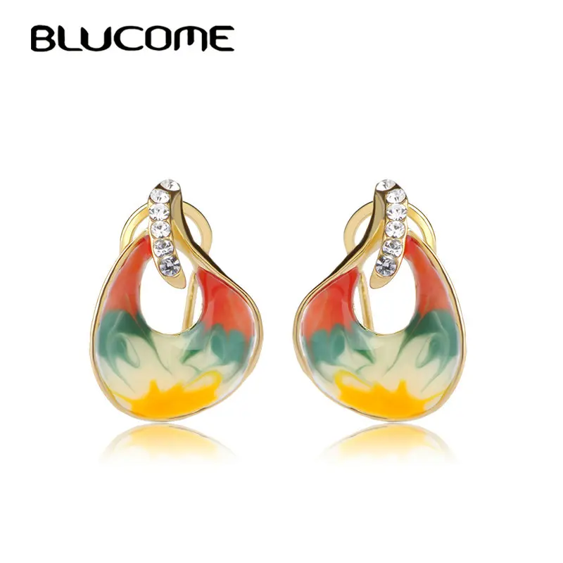 Blucome модные красочные серьги бабочки французские крючки Joias Esmaltes эмаль кристалл