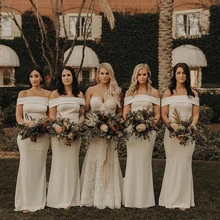 2019   Neck Satin Mermaid Long Bridesmaid Dresses Ruched Floor Length Wedding Guest Long Prom Dresse