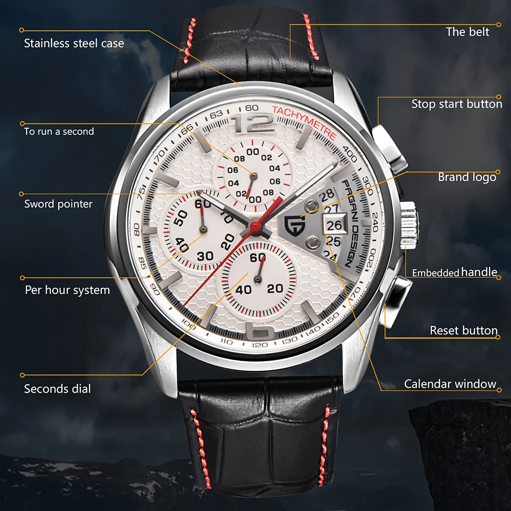 Мужские часы PAGANI Relogio Masculino Роскошные Известный Топ бренд мужские Модные