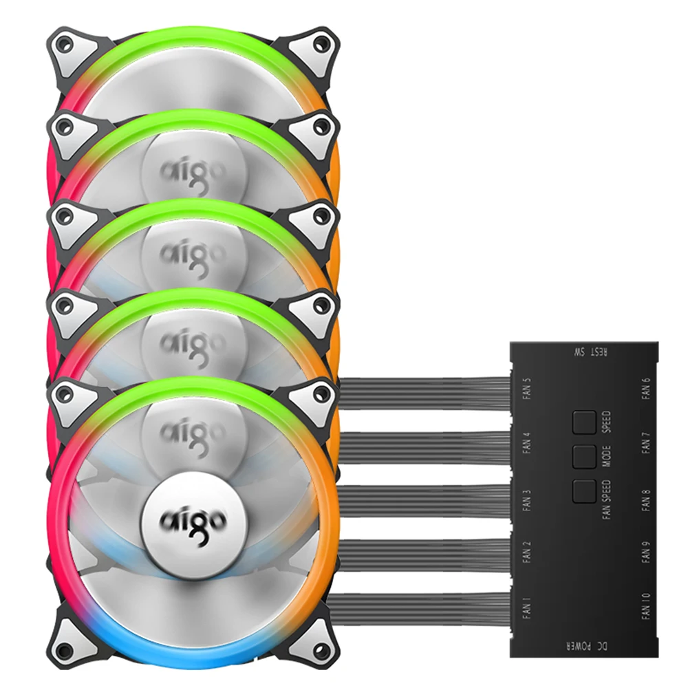 Aigo C5 5 упак.куллер для процессора корпуса 120 mm RGB LED вентилятор тауэра Охладитель