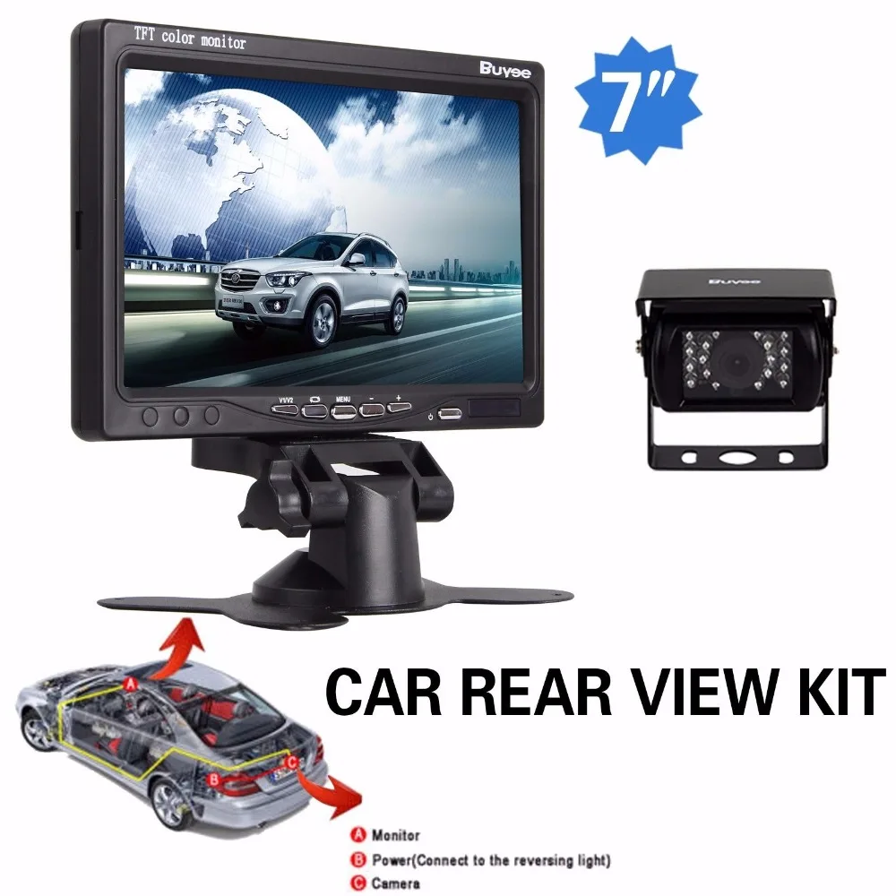 Buyee 18 LED IR Автомобильная задняя камера заднего вида + 7-дюймовый TFT LCD цифровой цветной монитор заднего вида для грузовика.