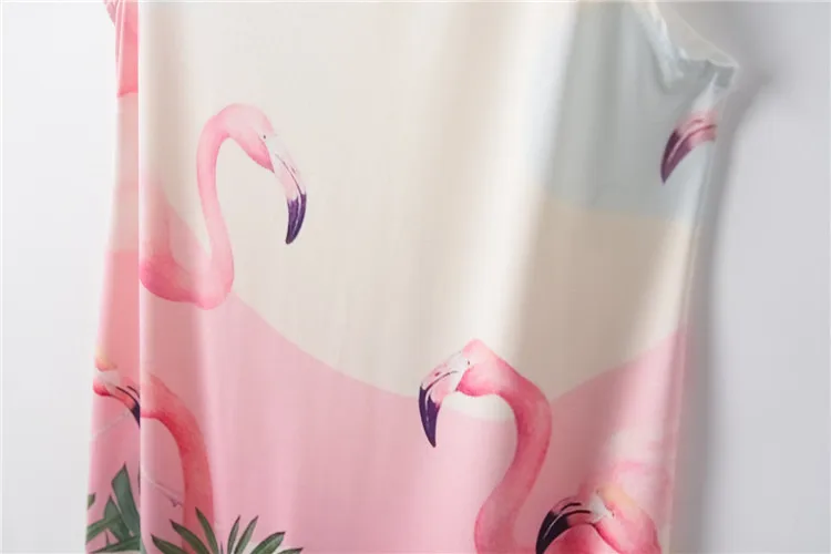 Летняя новая женская футболка без рукавов с принтом Фламинго парка длинный абзац