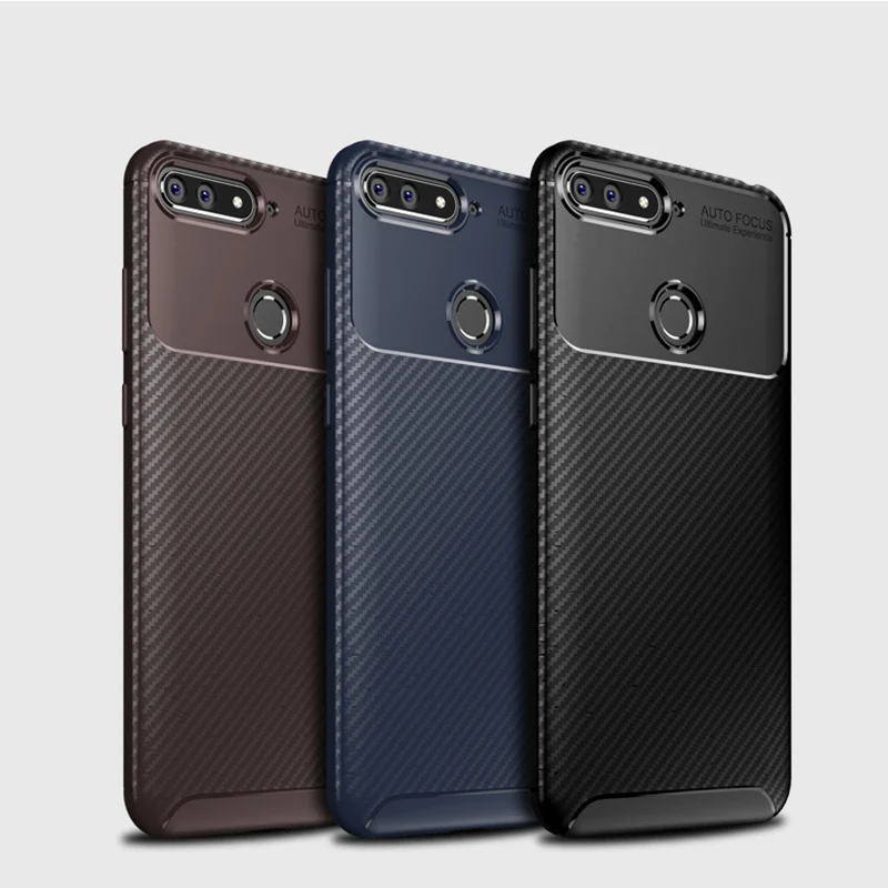 Для huawei Honor 7A случае Роскошные углеродного волокна Тонкий Силиконовый